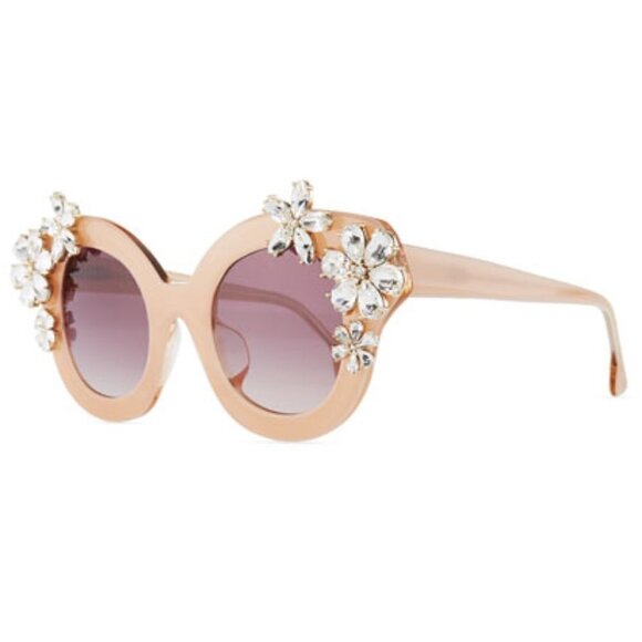?ALICE + OLIVIA? Madison Floral Sunglasses Blush Acetate Swarovski Crystal NWT